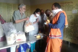 groceries distribution to the bramhins by the sevadhan charity in rangareddy