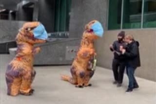 Canada family dresses up to hand out masks