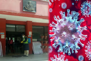 Spraying of sanitizer in Dabri police station to avoid corona virus