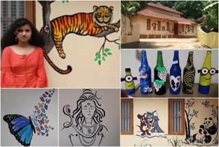 sabari babu wall paintings  pathanamthitta wall paintings  sabari bottle art  ലോക്ക് ഡൗൺ കല  lockdown paintings  കോന്നി കുളത്തുമണ്‍  ശബരി ബാബു ചിത്രം  ആർട്ട് ഗ്യാലറി ചിത്രം  ശബരി ചുമര്‍ചിത്രം  കോന്നി എസ്‌എന്‍ സ്‌കൂൾ