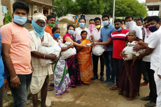 groceries distribution to needy in jangaon district