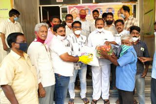 grocerries distributed by balakrishna fans association to theatre labours in ananthapuram