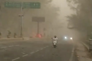 rain with heavy dust storm in ghaziabad