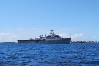 INS Magar arrived at Male Port  evacuate stranded Indians  from Maldives