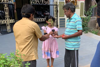 bjp leaders  distributes to trees in  srikakulamm dst