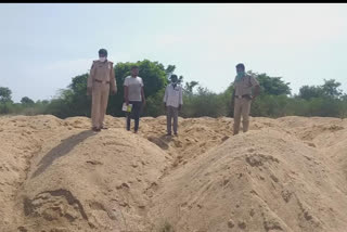 chittoor dst police seized 600 tons of sand in peleru