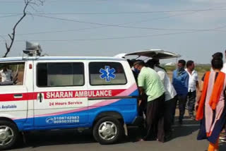 Accident between cement tanker and bike in kalaburagi