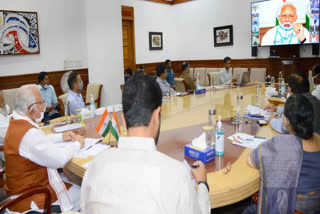 Narendra Modi hold a meeting over video conference