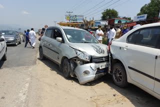 clash between car and bike on NH 21