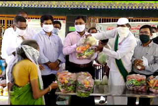 Distribution of vegetables to the poor in Anaparthi