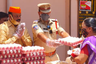 bjp leader eggs and rice distribution in hyderabad