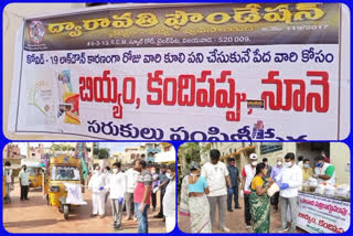 dwaravathi foundation distributes essential commodities and food in vijayawada