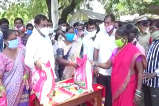 Minister Errabelli distribute the essentials at palakurthi jangaon