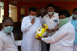 Distribution of food kit to the poor priests in part of Hubballi