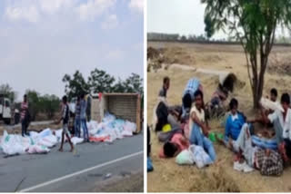 migrant workers die in Kamareddy district  Covid-19 lockdown  migrant labourers die in road accident  Hyderabad  3 migrant workers died  Telangana  ഹൈദരാബാദ്  ജാർഖണ്ഡ് സ്വദേശികൾ  വാഹനാപകടം  ലോക്ക് ഡൗൺ  തെലങ്കാന കമറെഡ്ജി  ഇതര സംസ്ഥാന തൊഴിലാളികൾ