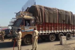 Traffic jam caused by workers on NH-8