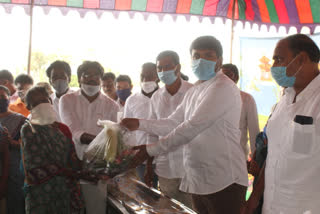 mla distributes  grossaries to sanitation workers in visakha dst anakapalli