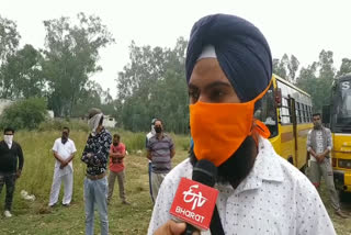 school bus operators protest against punjab government in hoshiarpur