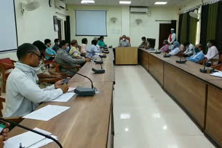 Crisis management meeting in the collectorate auditorium of Bhind district