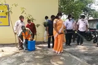 jagtial zp chair person dava vasantha cleaned zilla parishad office