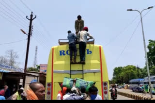 labours departed by bus in bijapur