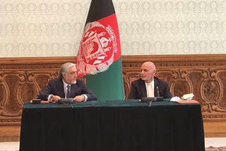 Afghan President Ashraf Ghani and political rival Abdullah Abdullah