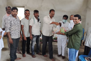 groceries distribution to paster  in mahaboobabad district