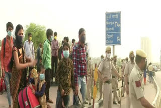 Large number of migrant labourers reach Delhi UP  border