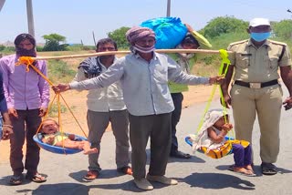 Etv Bharat,Gujarati News, Covid 19, police respond on chatisghad migrate father struggels