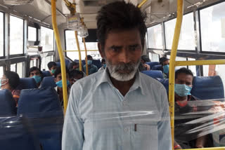 Hangasandra migrant laborers going to a home from Bengalore