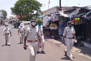 Police making people aware by taking flag march