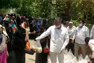 bjp leader prabhakar groceries distribution in hyderabad