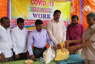 grosaries distributes by pees gaspel ministaries of india in prakasam dst