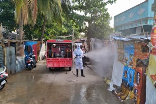 Chemical spray from fire brigade at Davanagere