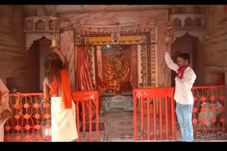 Worshiping Balarpur Mata by priests