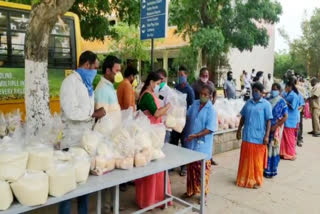 mayor and corporators distributed the essentials at nizampet