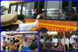 food distribution to migrant workers near kalaparru toll plaza at west godavari