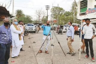 Marking of the road being started in Sironj city in vidisha