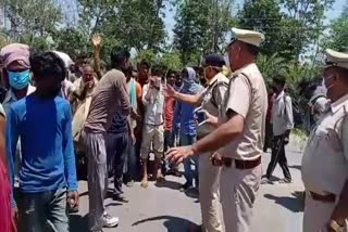 migrant labourers jam nh73a in yamunanagar