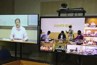 Minister Narayana Gowda held a video conference from Bangaluru