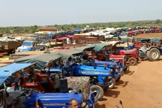 Shortage of gunny bags to fill wheat at the procurement center in agar