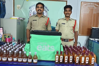 Alcohol trafficking in Food Delivery Boy guise at bhavanipuram