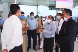 krishna district collector visits gannavaram airport