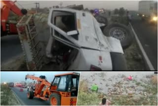 6 farmers killed in an accident in up  farmers killed in up  up etawah accident news  truck collided in up  ഉത്തര്‍പ്രദേശിലെ ഇറ്റാവ  യുപിയില്‍ ട്രക്കുകള്‍ കൂട്ടിയിടിച്ചു  സയ്‌ഫൈ മെഡിക്കല്‍ കോളജ്