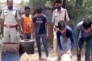 Police team destroying alcohol