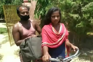 Lockdown  Gurugram to Bihar  Girl carries father  Darbhanga SDO  Lockdown  Migrant labour  Haryana to Bihar  Darbhanga Sub Divisional Officer Rakesh Kumar Gupta  girl pedals father from Gurugram to Bihar