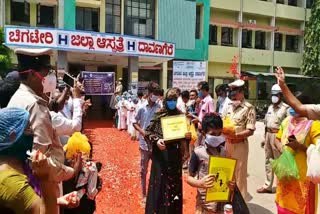 davanagare three corona patient dicharged after recovery