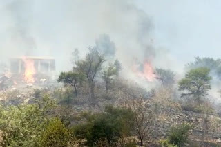 Fire near sixlane, गंगरार उपखंड क्षेत्र,  चित्तौड़गढ़ न्यूज़