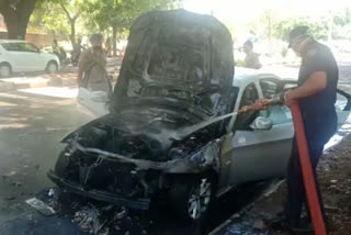 BMW car fire in Chandigarh