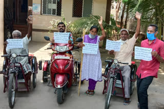 national disabled members rights forum protest at anakapally